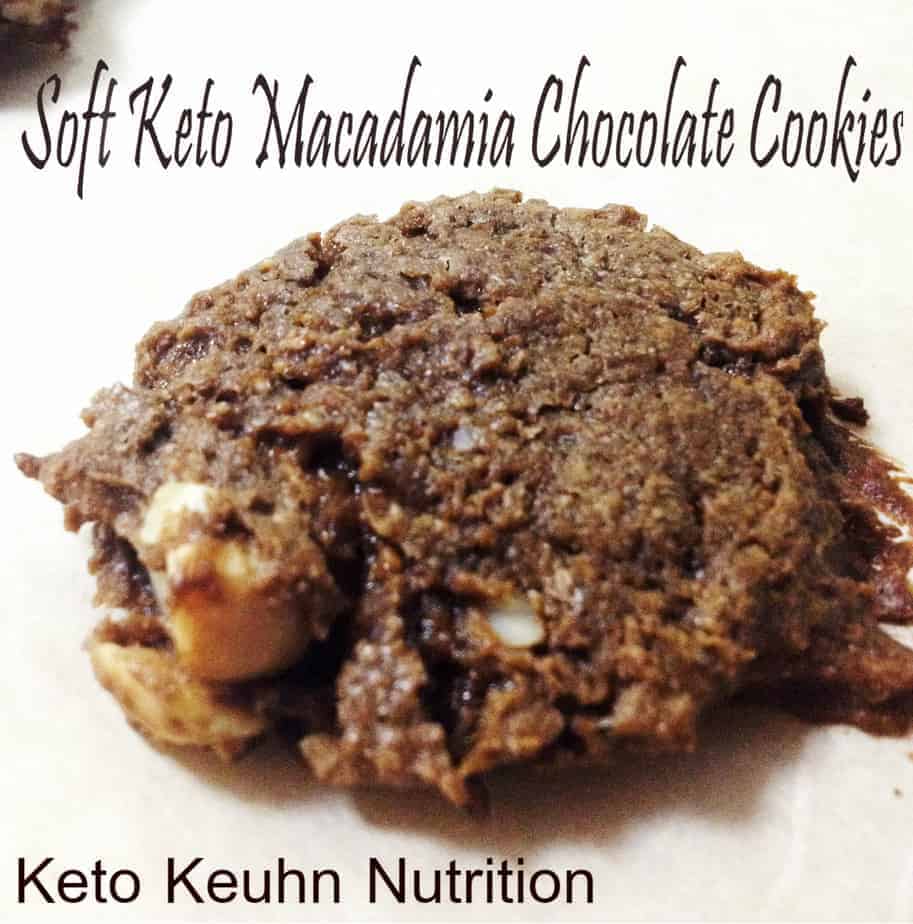Soft Keto Macadamia Chocolate Cookies that are chewy