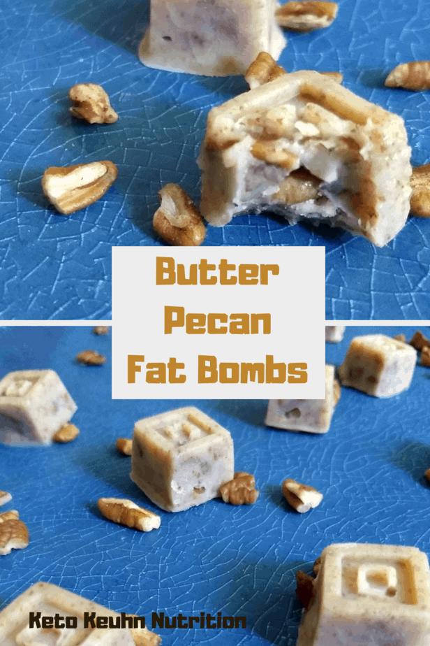 Buttered Pecan Fat Bomb on a blue backgroun