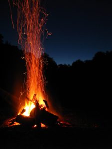 camping fire at night