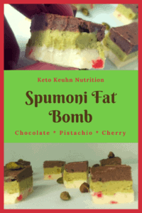 Move over Neapolitan fat bomb & make way for a Spumoni fat bomb! Not sure what flavor spumoni really is? It's a combo of chocolate, pistachio, & cherry. YUM!