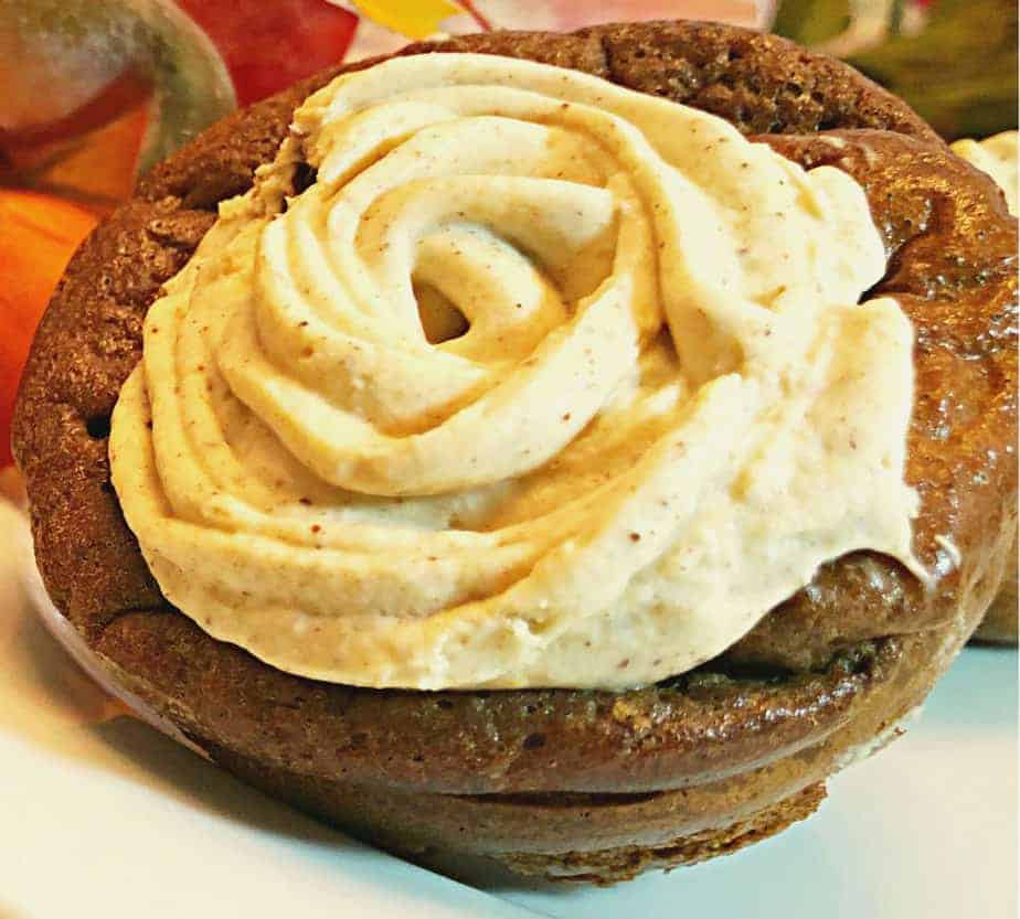 chocolate spice cupcake with pumpkin frosting