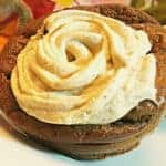 chocolate spice cupcake with pumpkin frosting