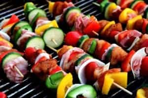 meat and veggie kabobs