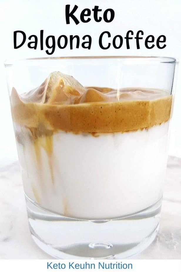 whipped coffee in a glass with ice and milk