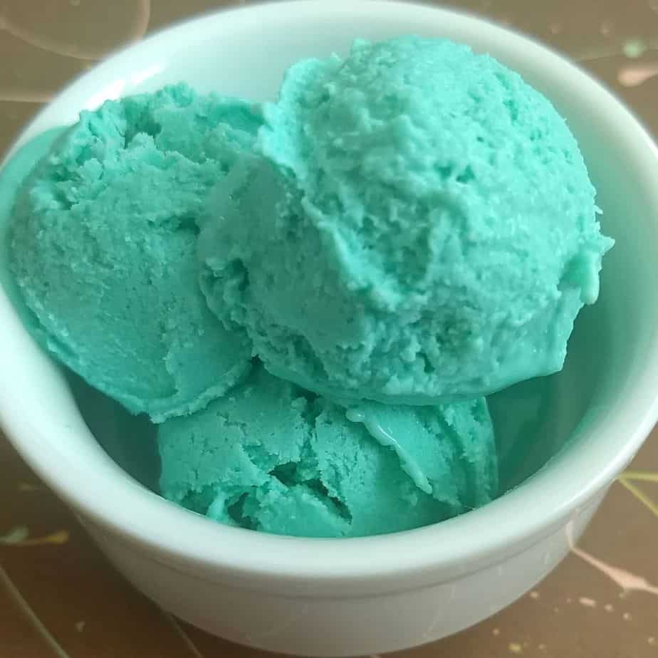 bowl of blue ice cream