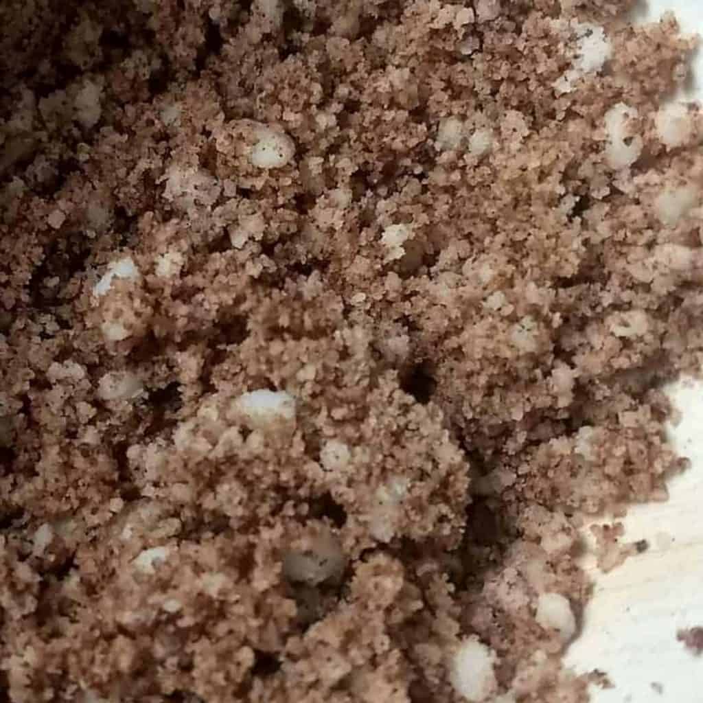 ground up shredded coconut and cocoa powder