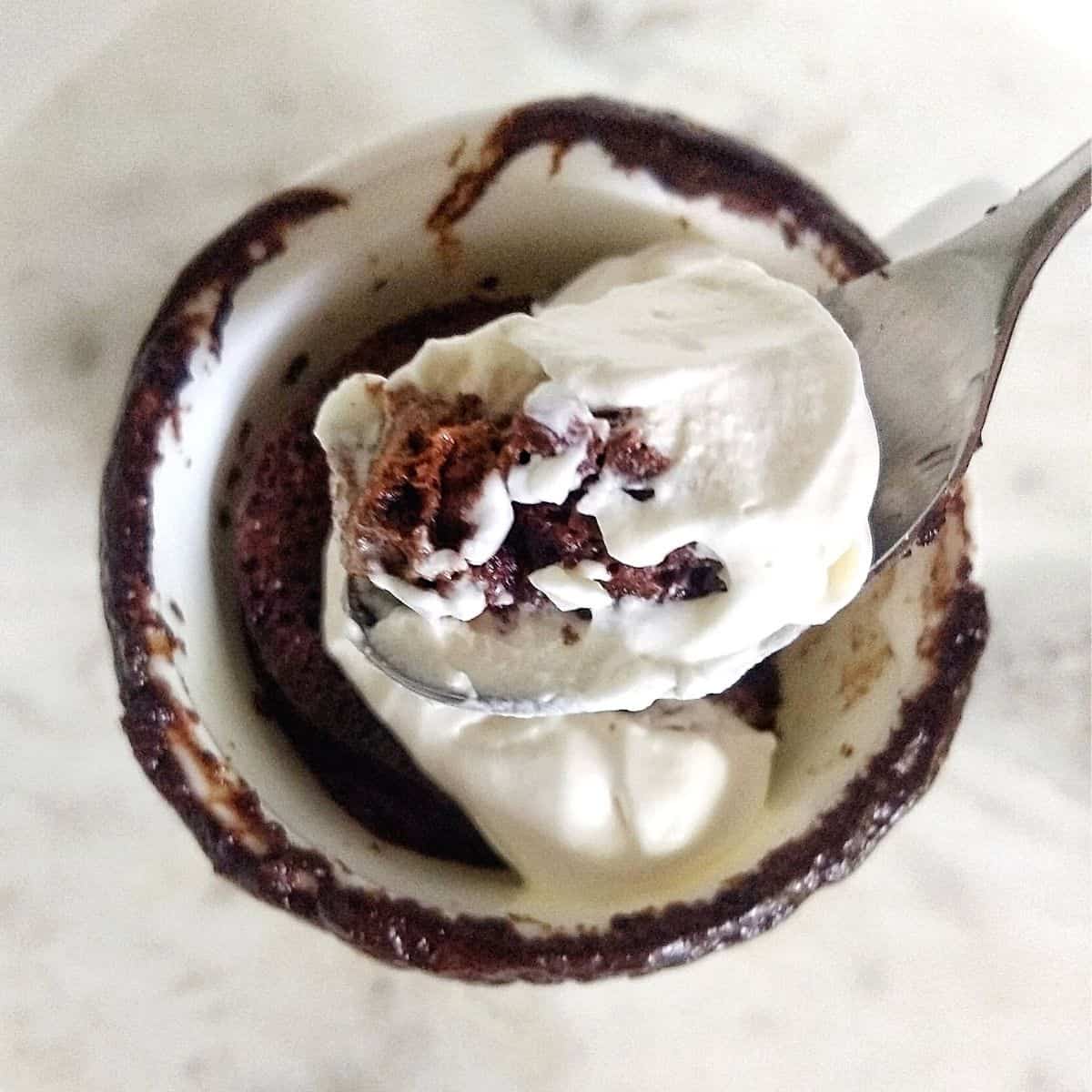 Keto Chocolate mug cake with whipped cream - 22 Keto Easter Desserts and Candy