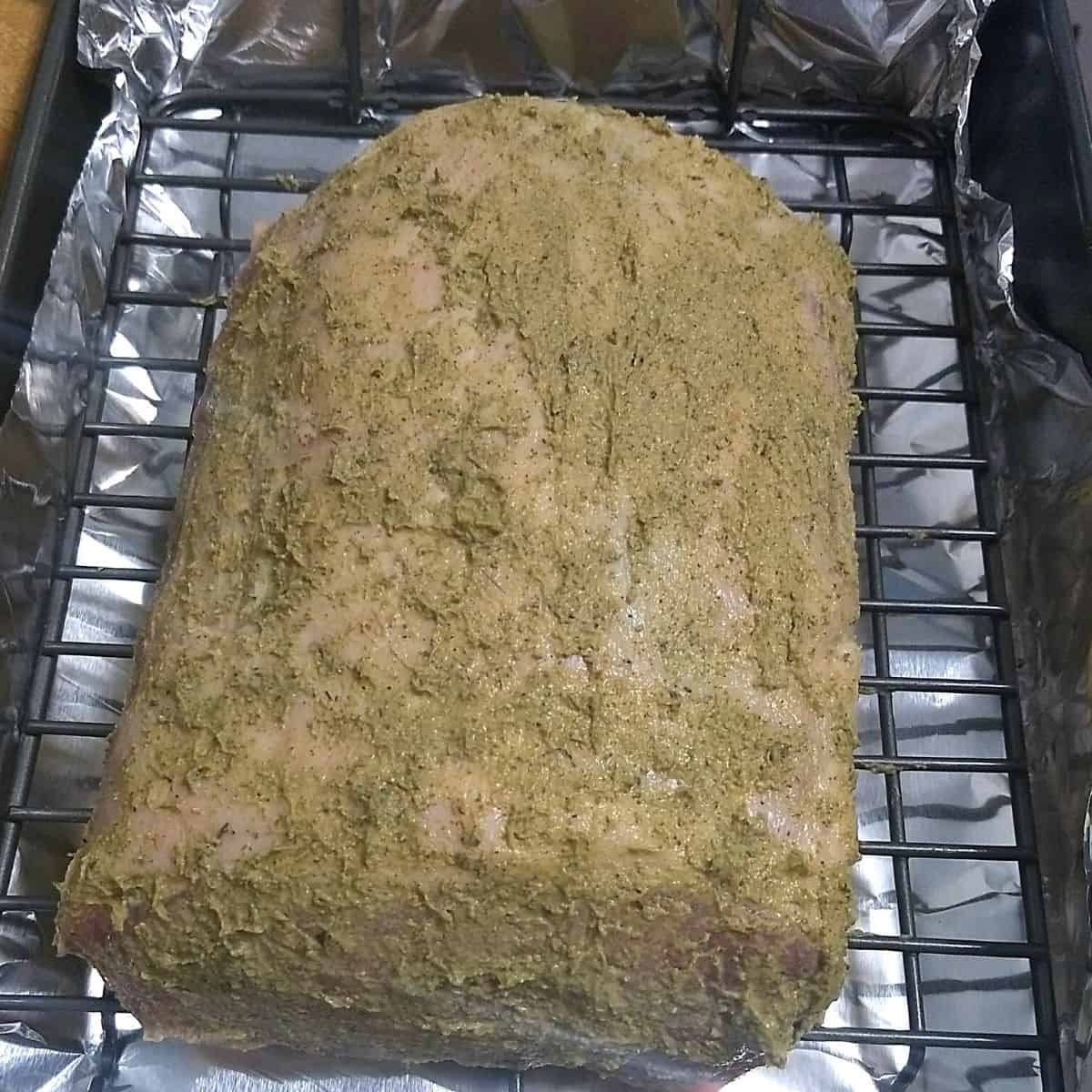 Raw Seasoned Pork Loin - Keto Pork Loin with Rosemary Dijon Mustard: Roasted