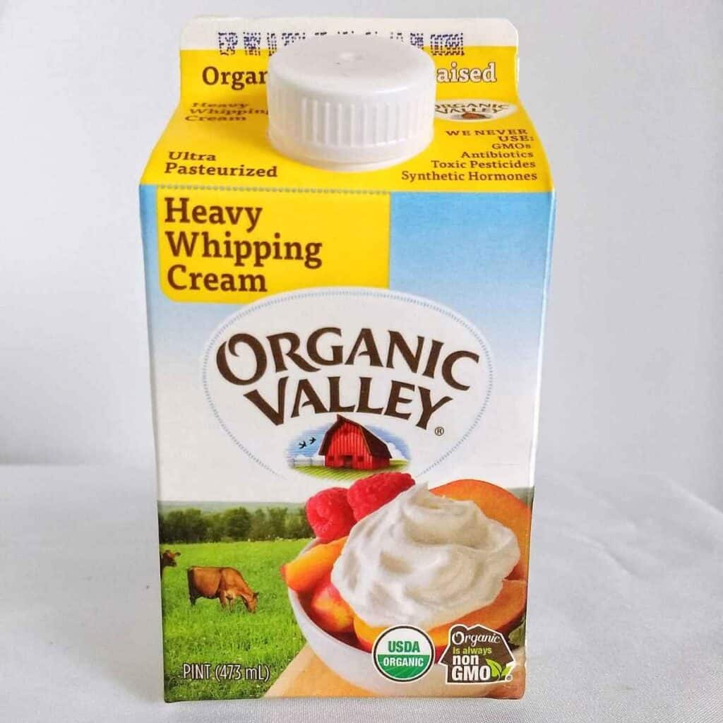 heavy whipping cream carton by organic valley