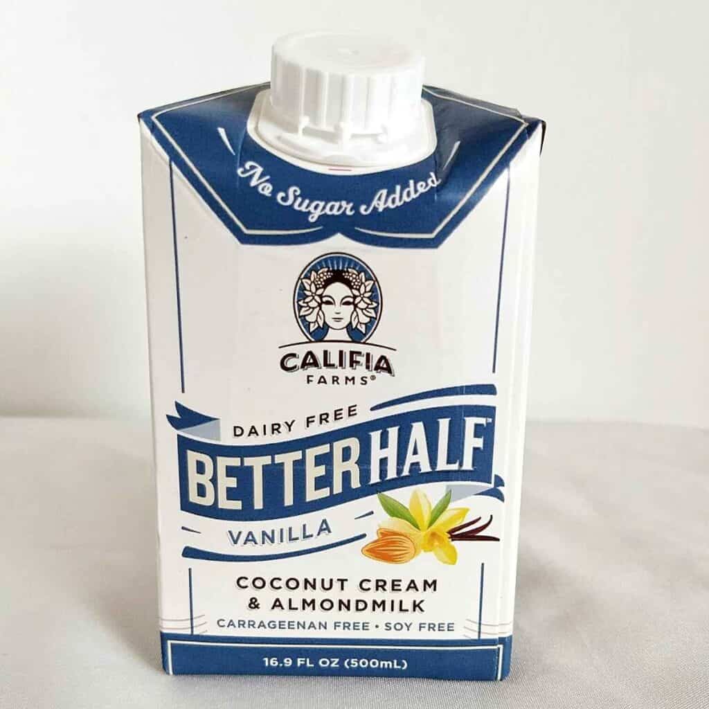 half and half carton from califia farms