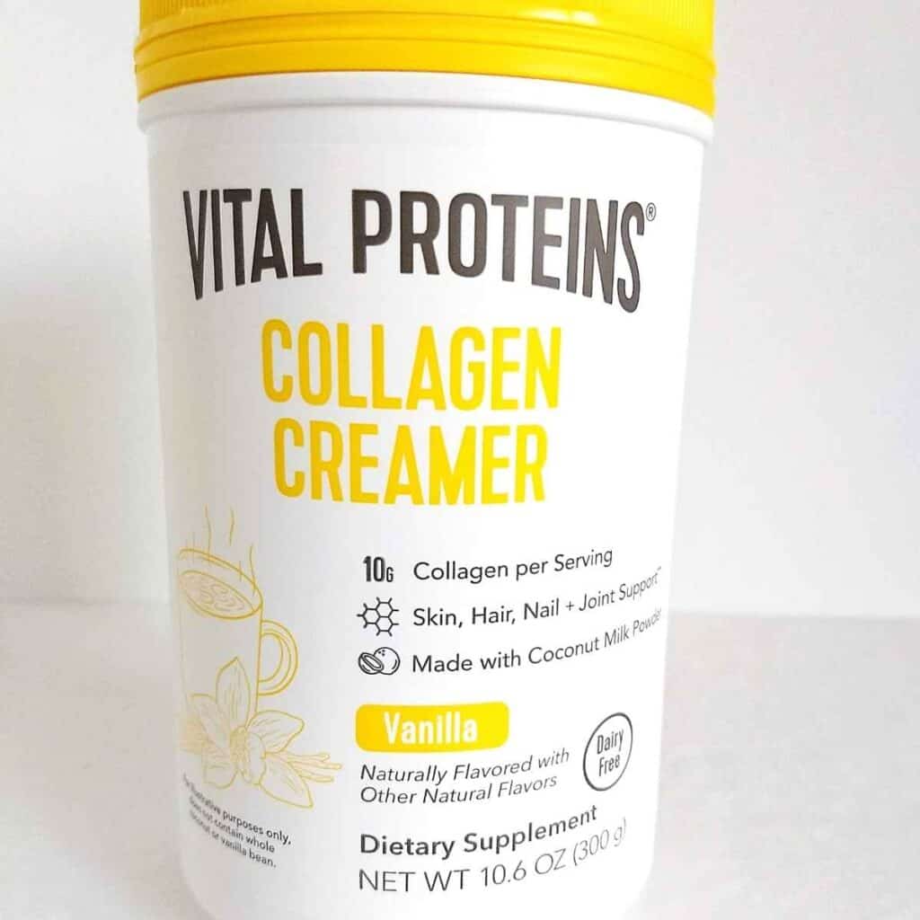 canister of vital proteins of collagen creamer