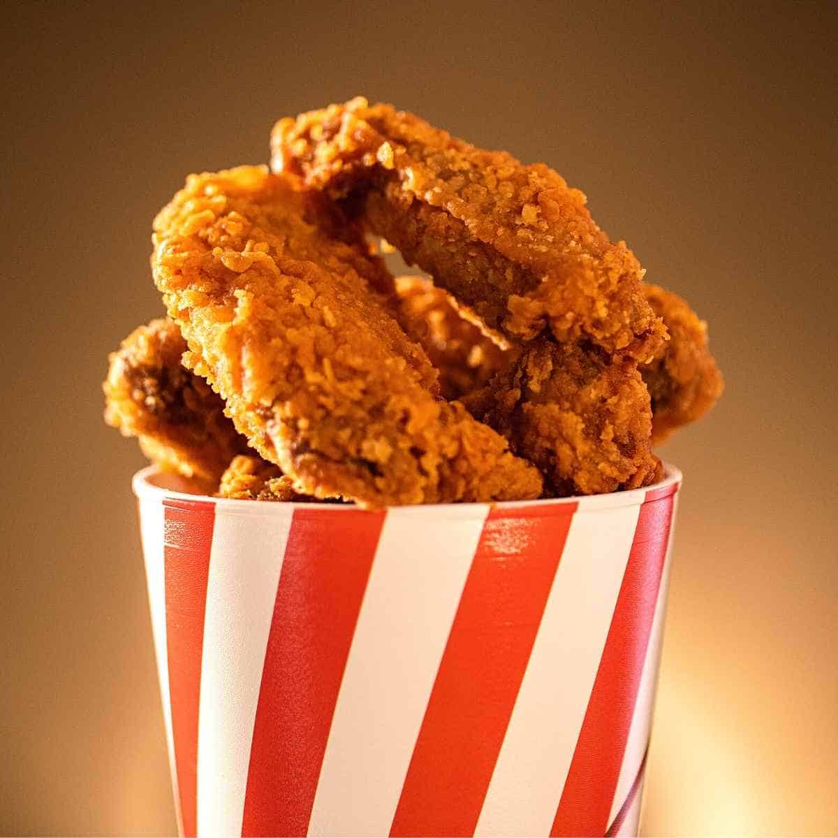 fried chicken in a bucket