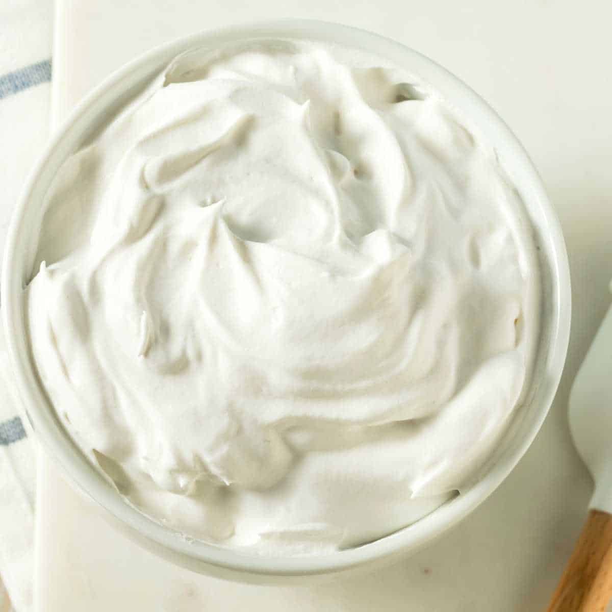 whipped cream in a bowl