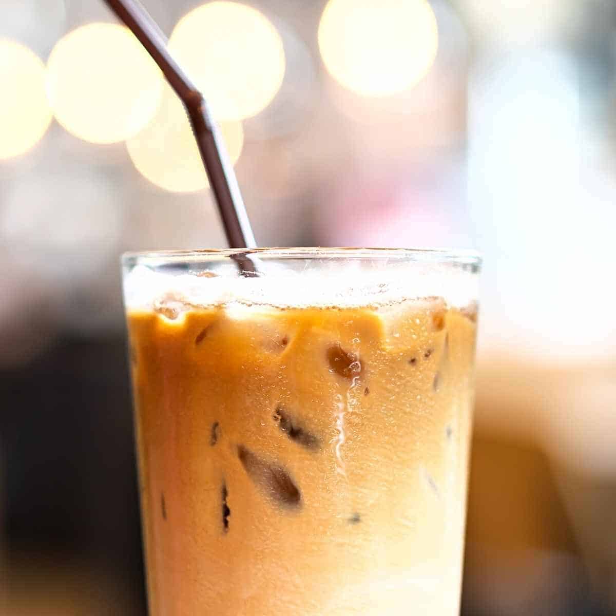 ice latte with a straw