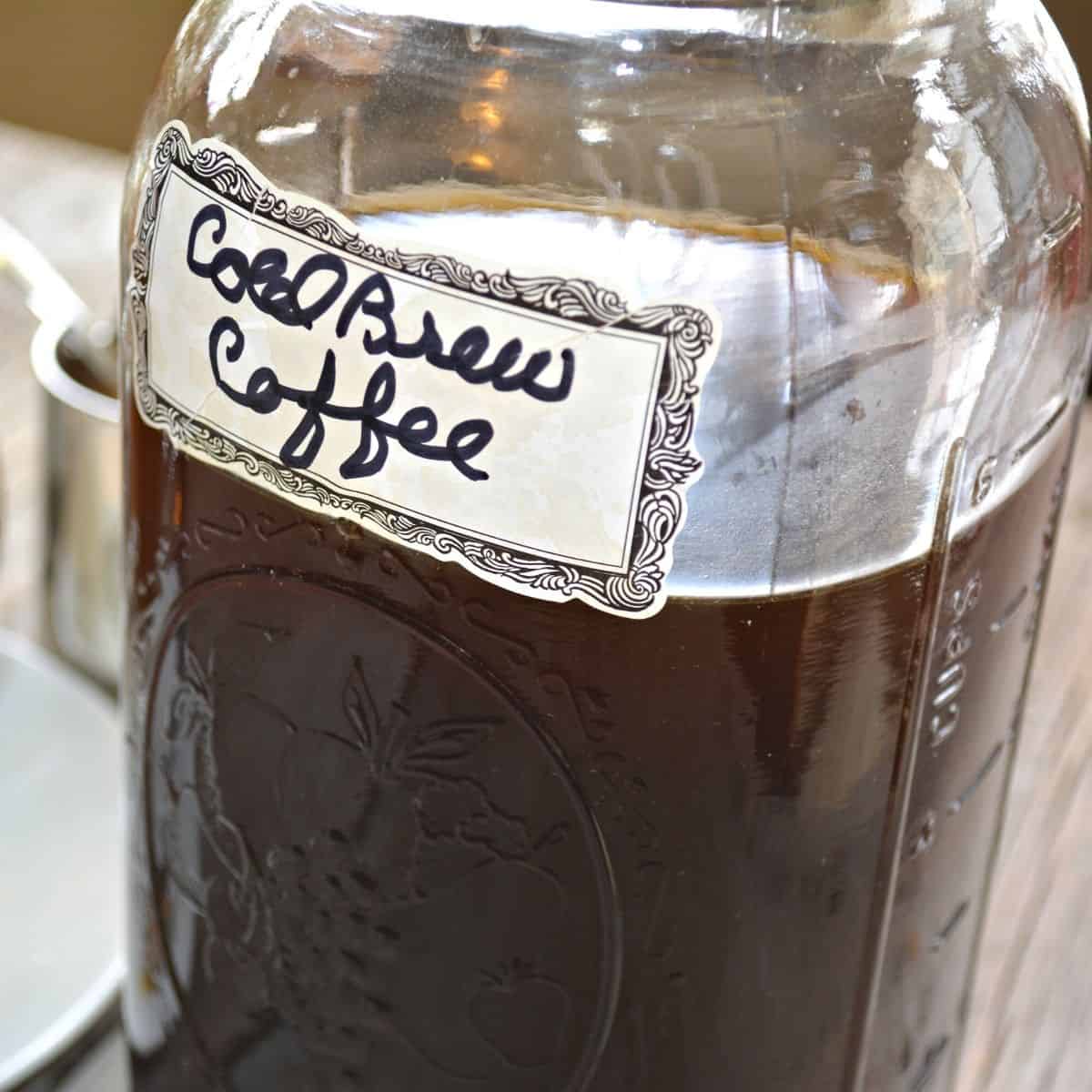 cold brew coffee in a jar with a label on it