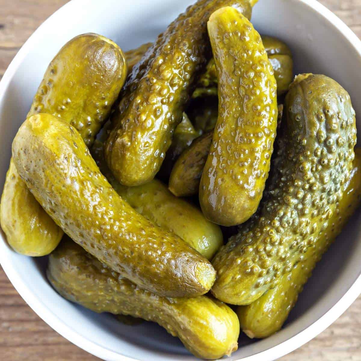 bowl of small pickles