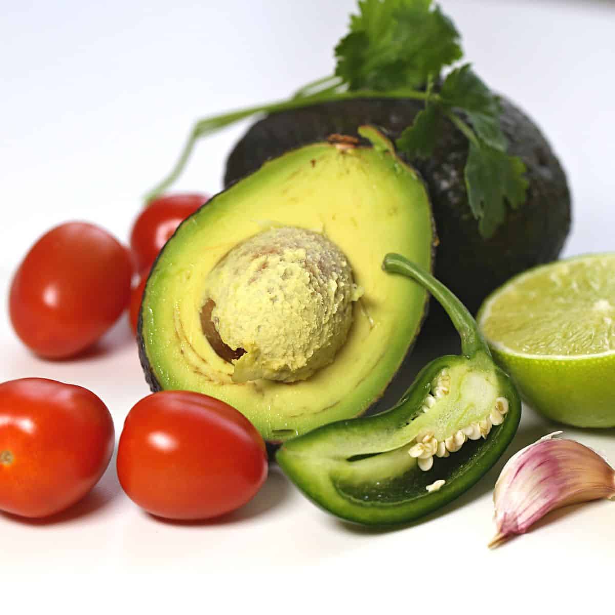 ingredients for guac - Guacamole is keto & Here's Why with Recipes