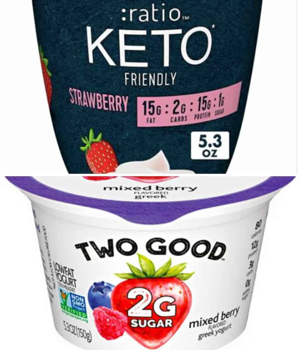 2 keto yogurts. ratio keto is on top of two good yogurt of the images