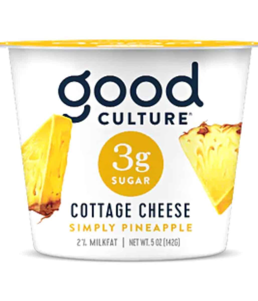 front facing of good culture pineapple cottage cheese