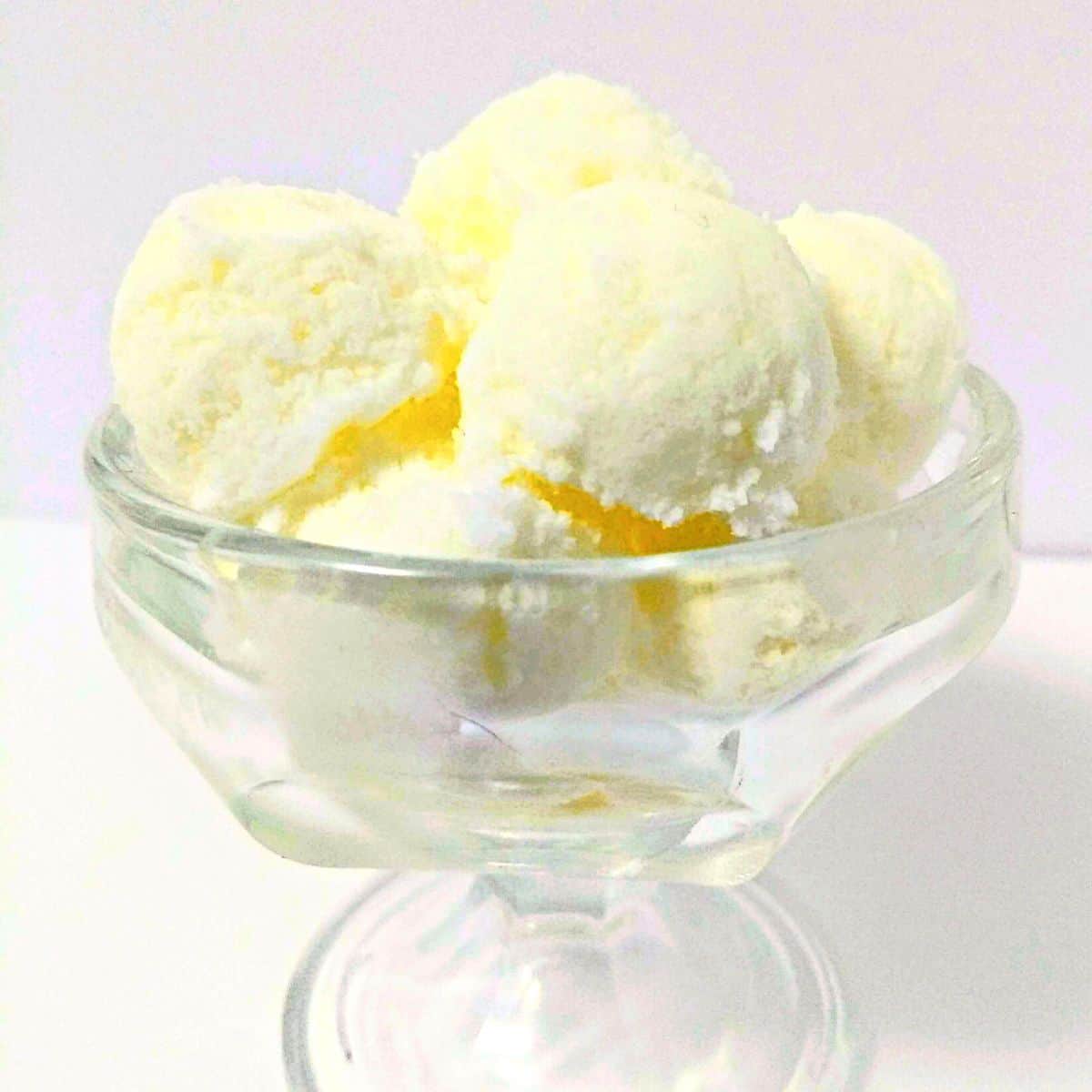 snow ice cream in a clear dish